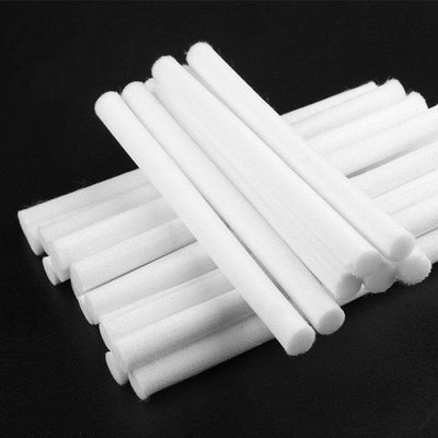 Pack of 10 white cotton swabs for humidifiers, designed for efficient use and maintenance.