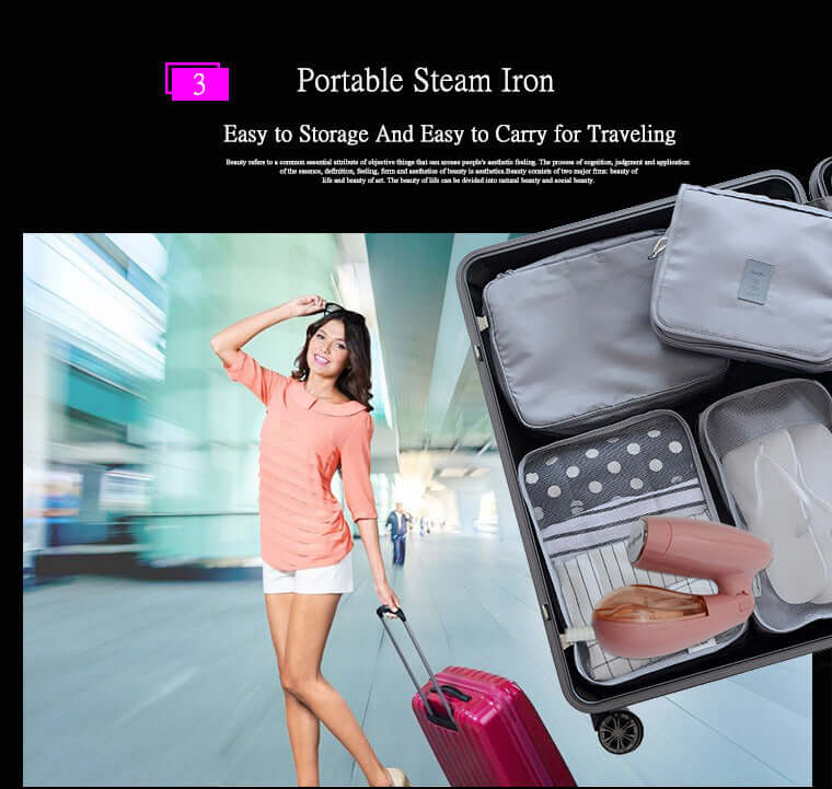 Portable steam iron for travel, showcasing storage ease and convenience for on-the-go users.