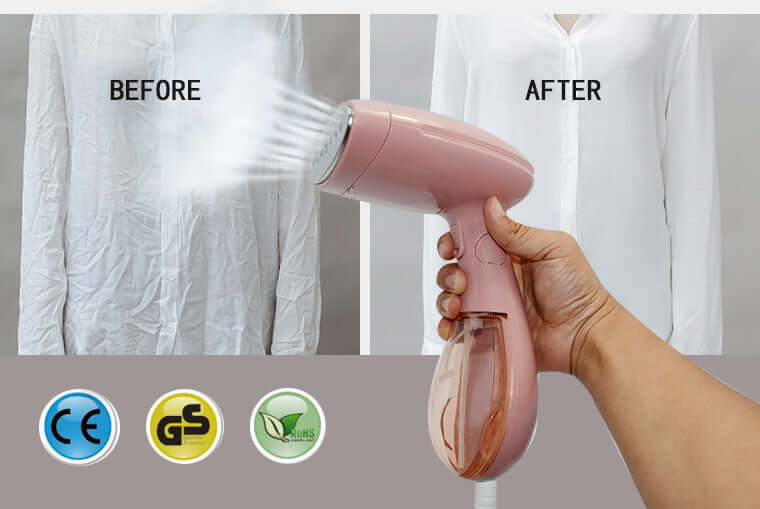 Sokany ironing brush demonstrating steam application on clothes, showing before and after results for effective garment smoothing.