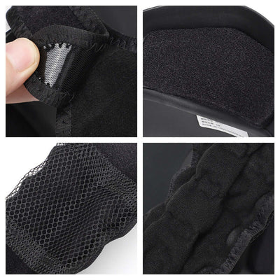 close-up of electric neck massage device fabric and fasteners showcasing mesh and soft materials for comfort and support.