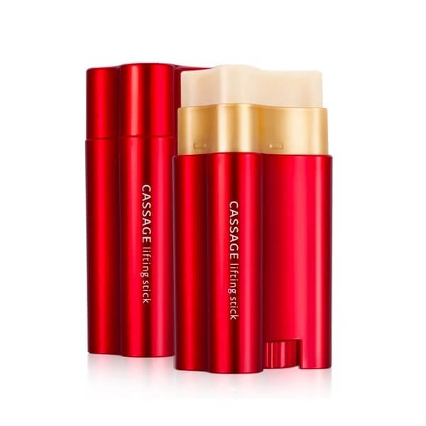 Red beauty stick with peptide lifting formula for firming, moisturizing, and brightening skin tone.