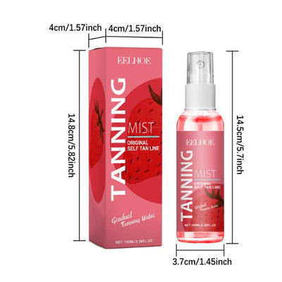 EELHOE Strawberry Tanning Mist bottle and box, promoting a sun-kissed glow and skin moisture.