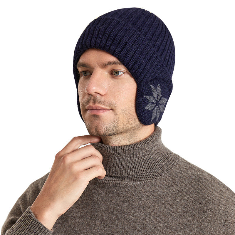 Thermo-Strickmütze aus Wolle für Herren, mit Fleece gefüttert, verdickte Winter-Trendprodukte